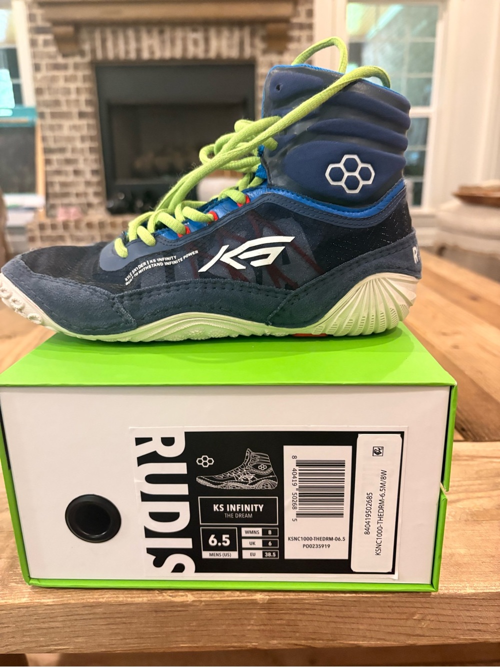Rudis KS Infinity Kids High-Top Sneaker — Navy with Lime Accents